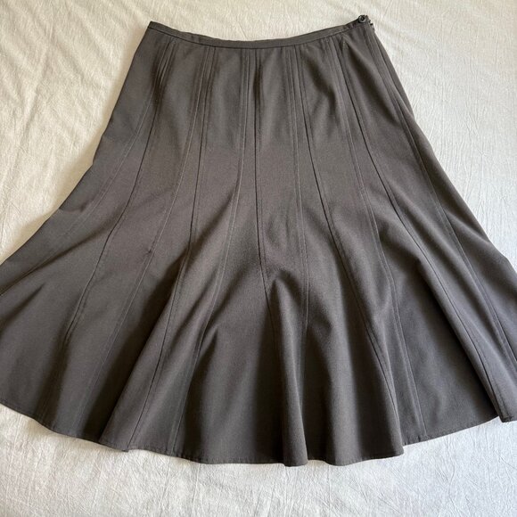 Larry Levine Stretch Chocolate Brown Panel Skirt‎ Size 8 - Picture 1 of 7